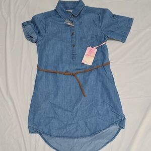 Stylish Kids Blue Denim Dress with Belt